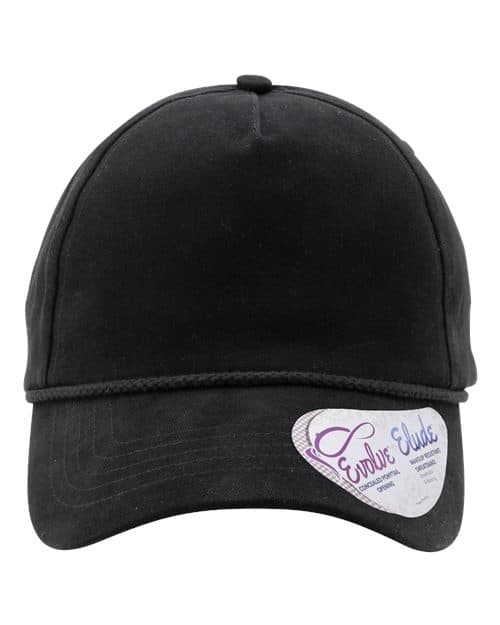 Women's Five-Panel Rope Cap — Black/ Black Leopard
