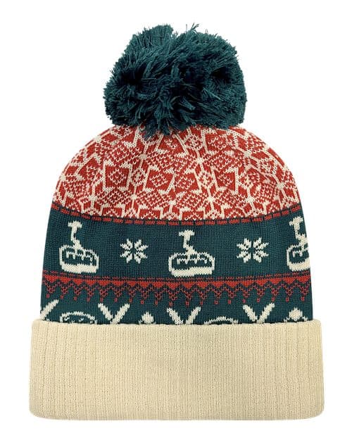 Grand Recycled Beanie — Nordic Chairlift/ Beige