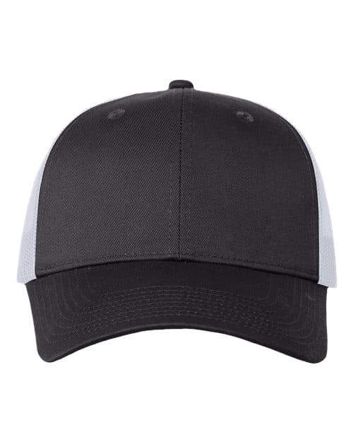 Mesh-Back Twill Trucker Cap — Charcoal/ White