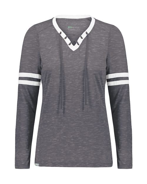 Women's Eco Revive™ Monterey Long Sleeve V-Neck T-Shirt — Carbon Heather/ Athletic Heather