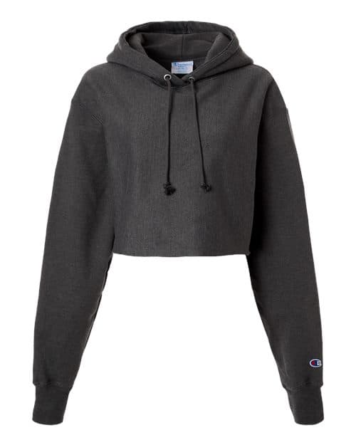 Women's Reverse Weave® Hooded Cropped Sweatshirt — Charcoal Heather