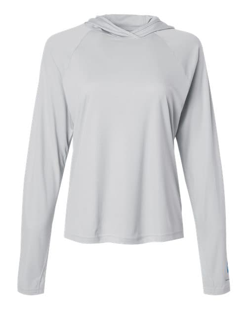 Women's PFG Tidal Tee™ Hooded Long Sleeve — Cool Grey/ Vivid Blue
