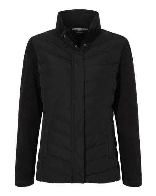 Women's Mixed Media Chevron Jacket — Black