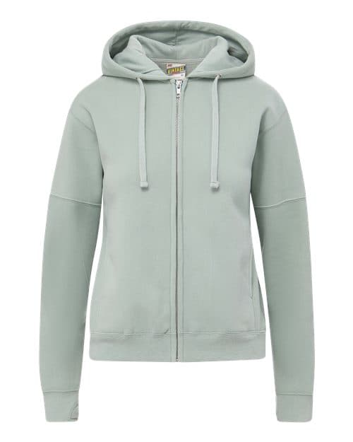 Women's Vintage Fleece Hooded Full-Zip Sweatshirt — Greenstone