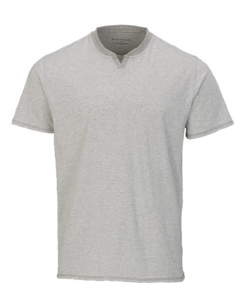 Men's Striped V-Notch T-Shirt — Oxford Heather/ White