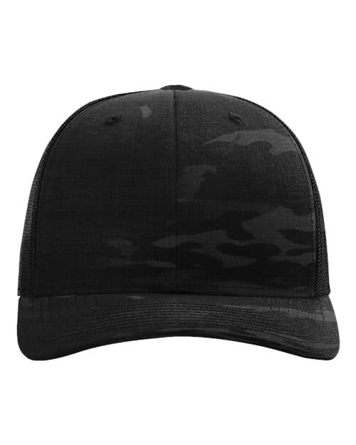 Printed Tactical Trucker Cap — Mulitcam Black
