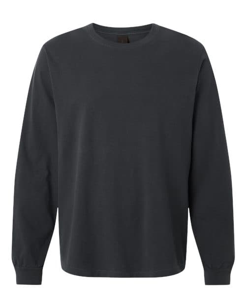 Unisex Heavyweight Garment-Dyed Long Sleeve Tee — Washed Black