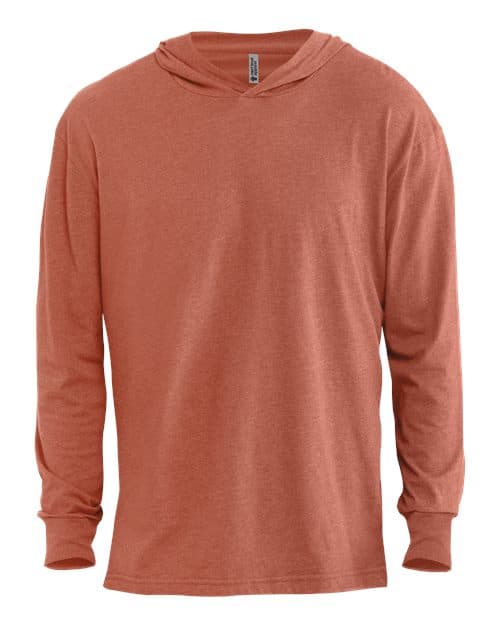Unisex CVC Hoodie Long Sleeve T-Shirt — Heather Redwood