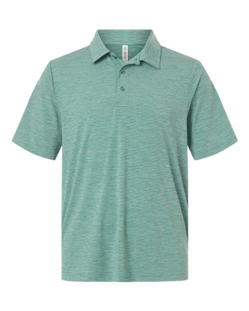 Men's Relay Heathered Stripe Polo — Sport Forest Heather/ White