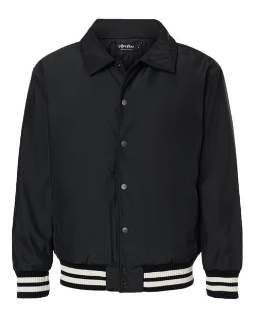 Unisex Collared Varsity Jacket — Black