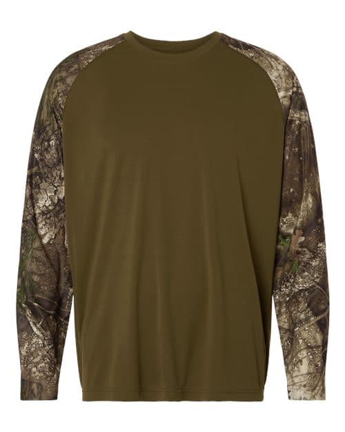 Unisex Realtree® Performance Colorblocked Long Sleeve T-Shirt — Camo/ Green