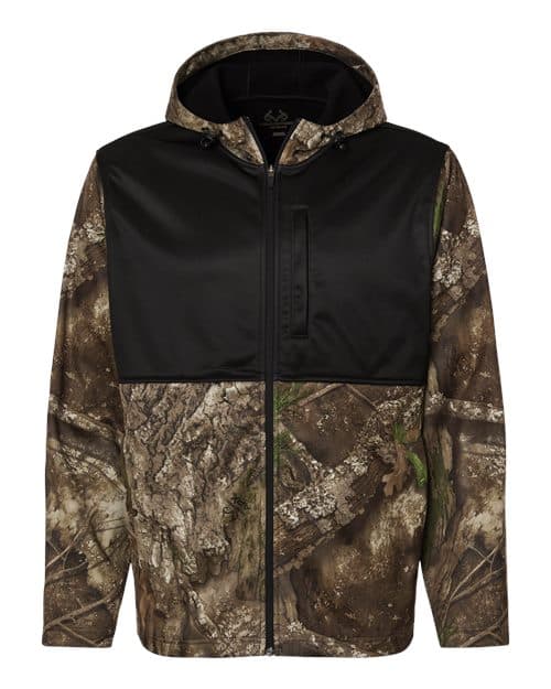 Unisex Realtree® Performance Colorblocked Full-Zip Hooded Sweatshirt — Camo/ Black