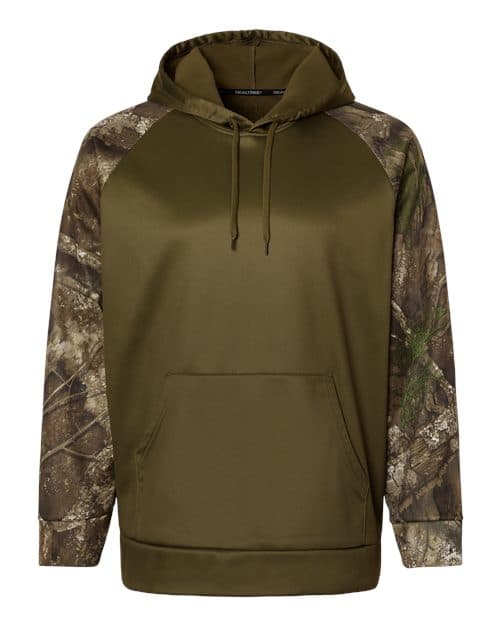 Unisex Realtree® Performance Colorblocked Hooded Sweatshirt — Camo/ Green