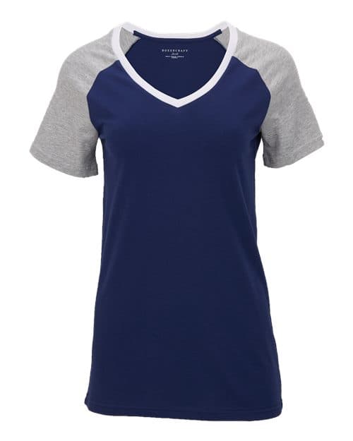 Women's Colorblocked V-Neck T-Shirt — Navy