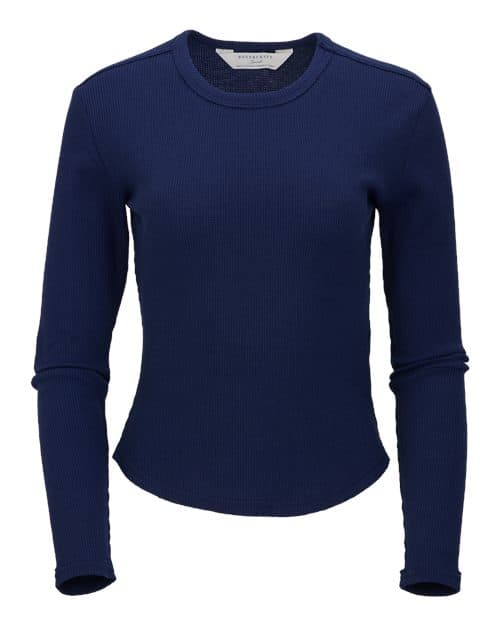 Women's Waffle Knit Baby Long Sleeve T-Shirt — Navy