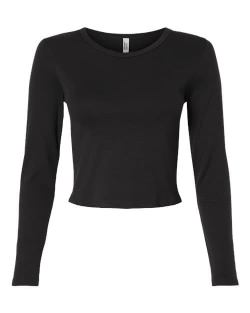 Women's Baby Rib Long Sleeve Cropped Tee — Black