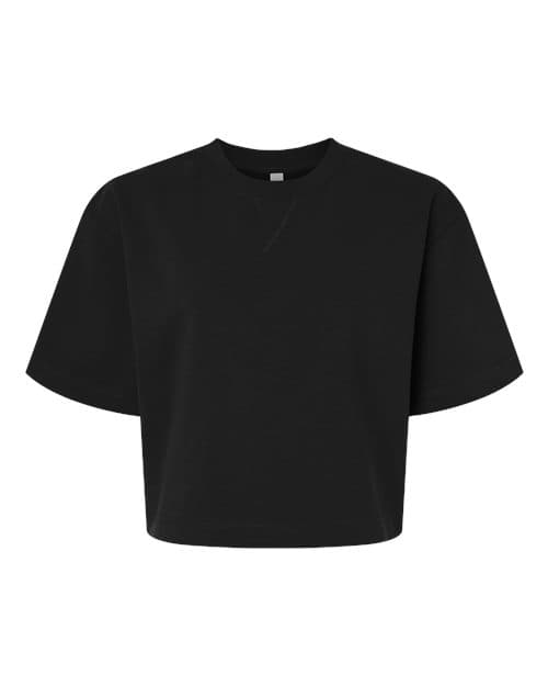 Women's French Terry Mid-Length Boxy Top — Black