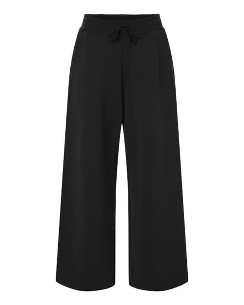 Women's French Terry Wide Leg Pants — Black