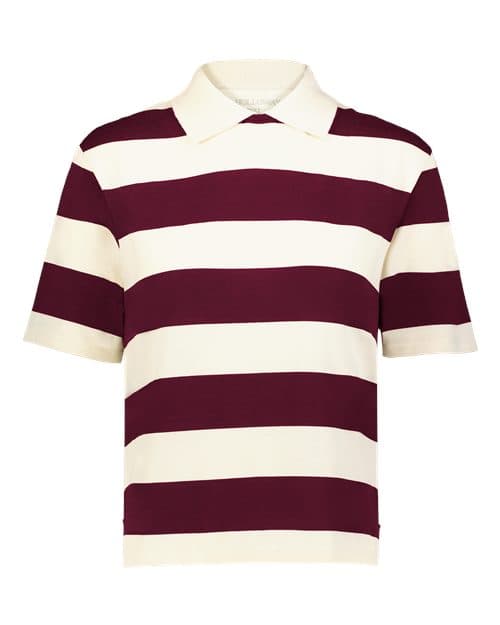 Women's Prep Street Rugby Crop T-Shirt — Alabaster/ Vintage Maroon