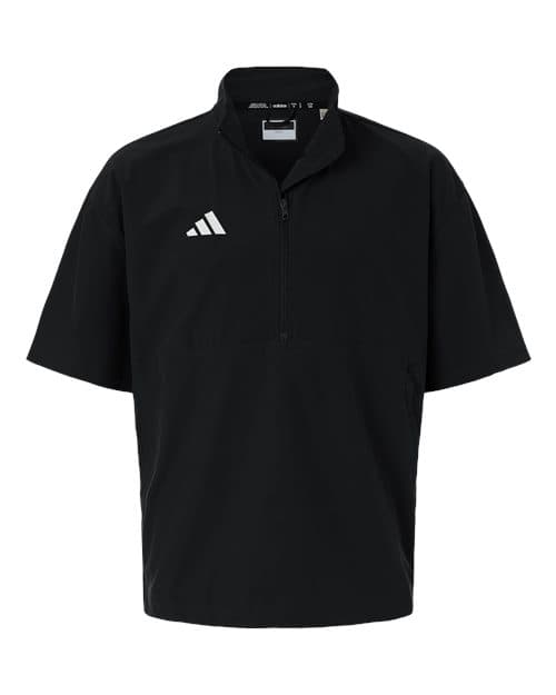 Men's Short Sleeve Quarter-Zip Pullover — Black/ White