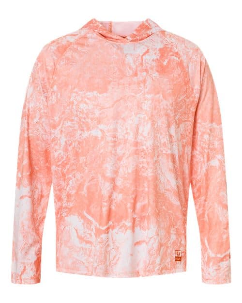 Men's Pursuit Mossy Oak Printed Hooded Long Sleeve T-Shirt — Coral Reef