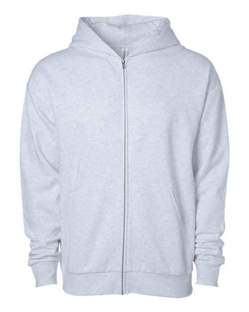 Unisex Avenue Midweight Full-Zip Hooded Sweatshirt — Ash Heather