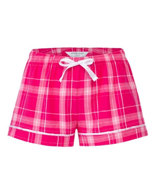 Youth Flannel Shorts — Pink Carnegie Plaid