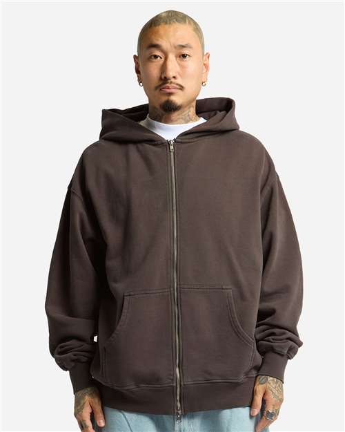 Unisex Max Heavy Garment-Dyed Full-Zip Hooded Sweatshirt — Shadow