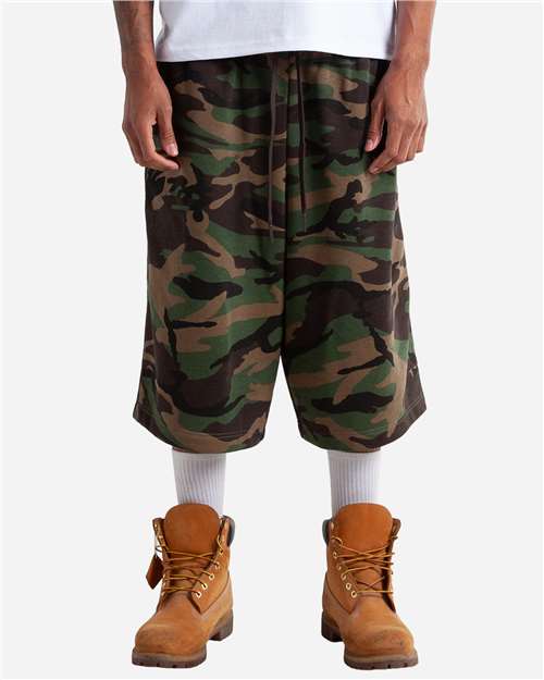 Unisex Baggy Fleece Shorts — Camo