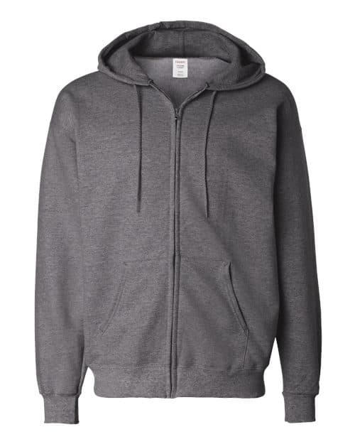 Unisex Ultimate Cotton® Full-Zip Hooded Sweatshirt — Charcoal Heather