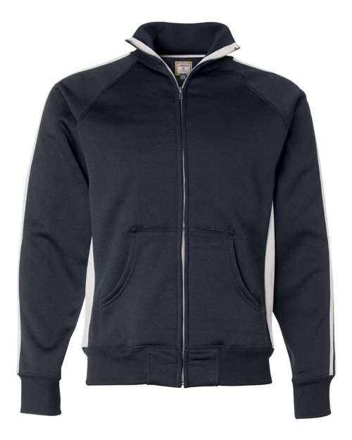 Men's Vintage Polyester Fleece Track Jacket — Navy/ White