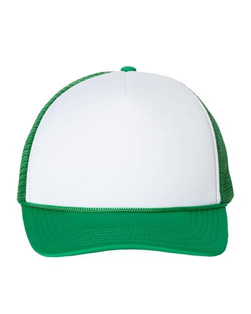 Foam Mesh-Back Trucker Cap — White/ Kelly