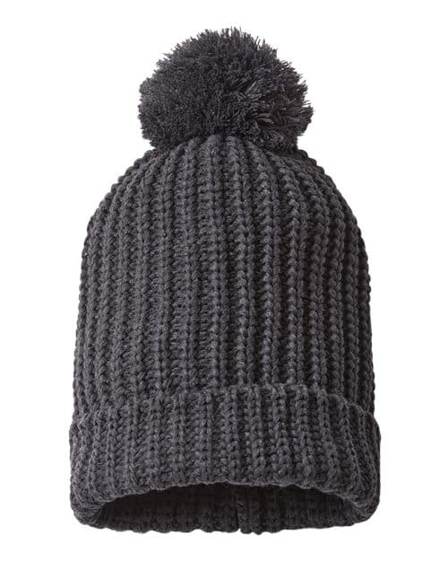 Chunky Cable Beanie — Heather Charcoal