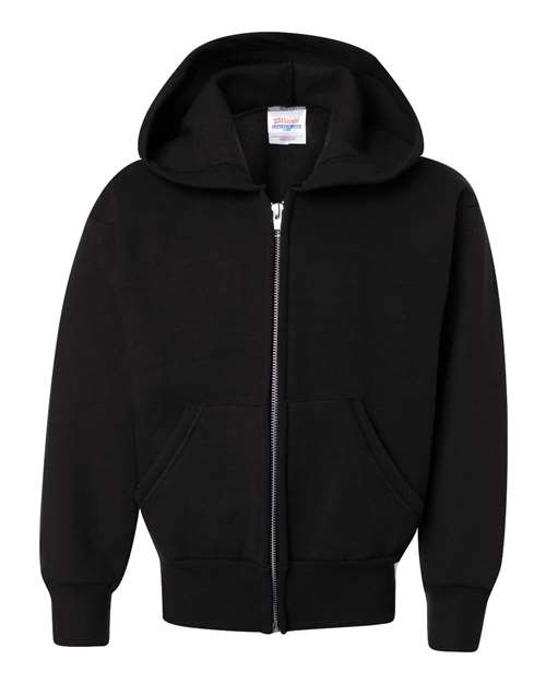 Youth EcoSmart® Full-Zip Hooded Sweatshirt — Black