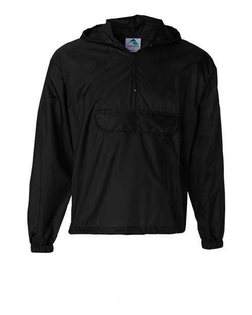 Unisex Packable Half-Zip Hooded Pullover Jacket — Black