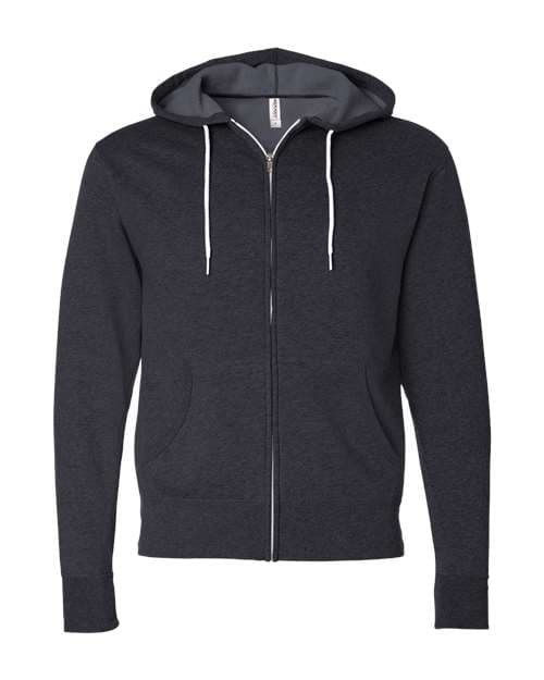 Unisex Lightweight Full-Zip Hooded Sweatshirt — Charcoal Heather