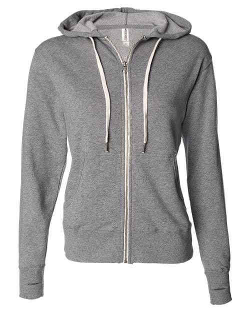 Unisex Heathered French Terry Full-Zip Hooded Sweatshirt — Salt & Pepper