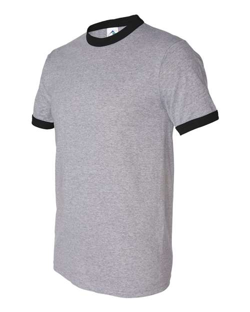 Unisex 50/50 Ringer T-Shirt — Athletic Heather/ Black