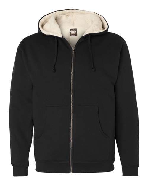 Men's Sherpa-Lined Full-Zip Hooded Sweatshirt — Black/ Natural