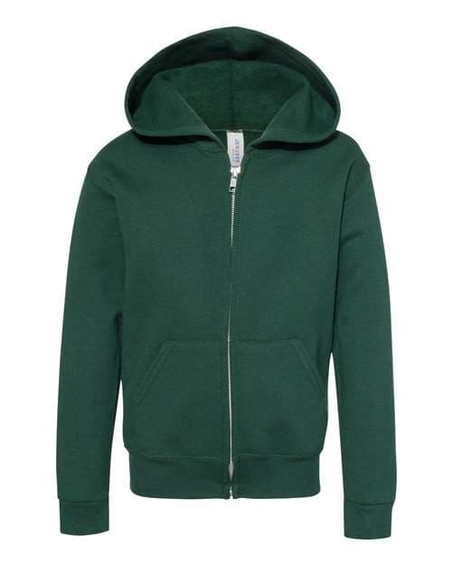 Youth NuBlend® Full-Zip Hooded Sweatshirt — Forest Green
