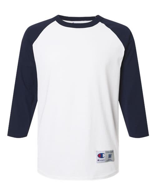 Unisex Raglan Sleeve Baseball T-Shirt — White/ Navy