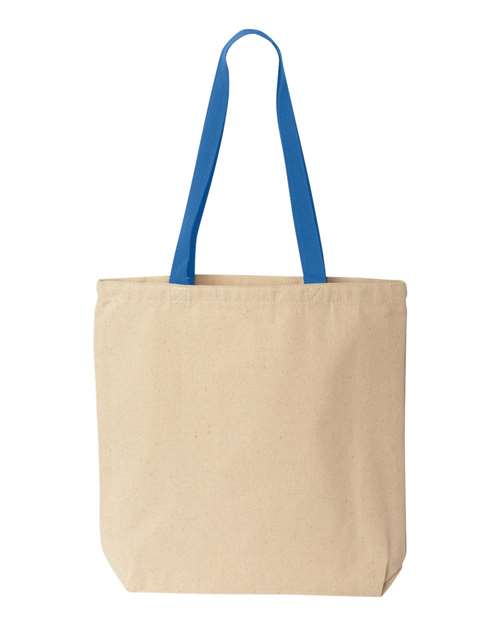 Natural Tote with Contrast-Color Handles — Natural/ Royal