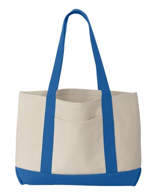 Leeward Boater Tote — Natural/ Royal