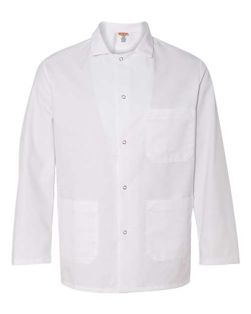 Gripper Front Short Butcher Coat — White