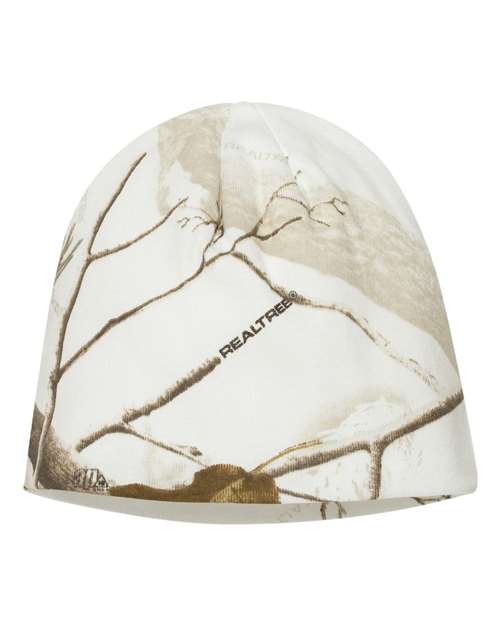 8" Licensed Camo Beanie — White Realtree AP