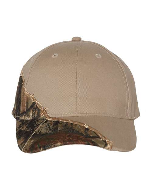 Licensed Camo with Barbed Wire Embroidery Cap — AP/ Tan