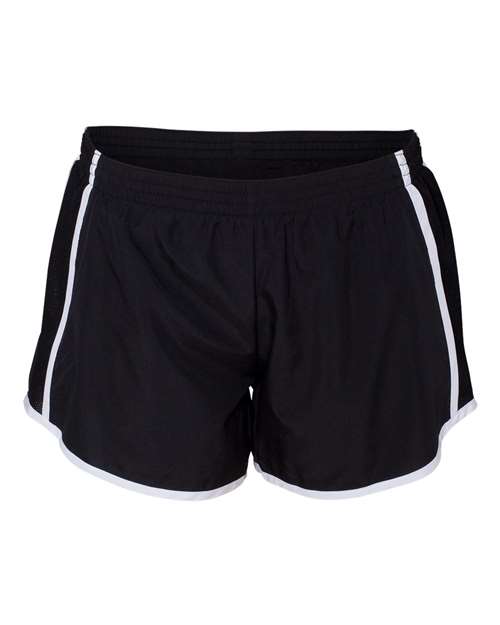 Women's Pulse Team Running Shorts — Black/ Black/ White