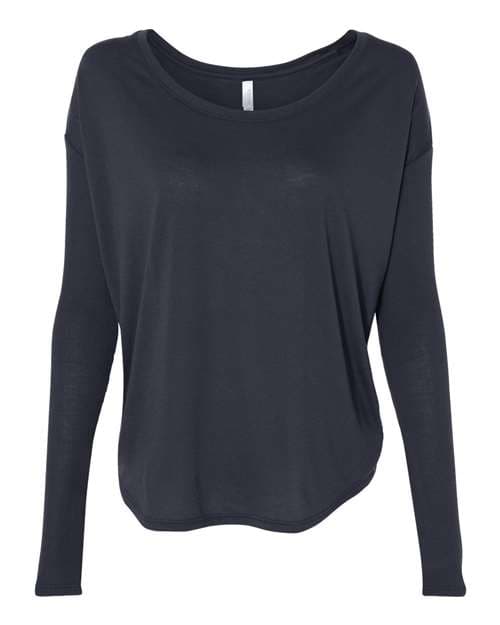 Women’s Flowy 2x1 Ribbed Long Sleeve Tee — Midnight