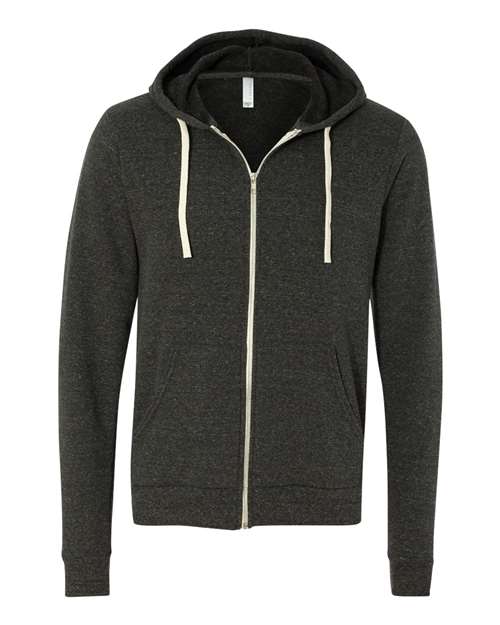 Unisex Triblend Sponge Fleece Full-Zip Hoodie Sweatshirt — Charcoal Black Triblend