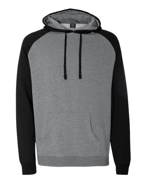 Unisex Raglan Hooded Sweatshirt — Gunmetal Heather/ Black